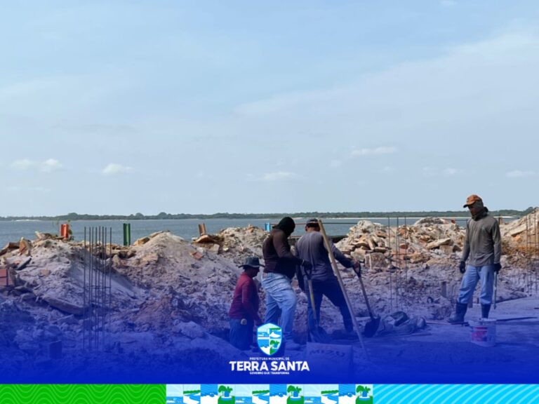 Serviços de ampliação e revitalização da orla seguem avançando em Terra Santa